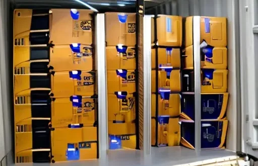 Внутренности контейнера с упакованными компонентами: VCI-пленка, пакеты десикантов и датчик влажности для защиты от коррозии при перевозке