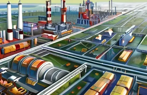 Глобальная карта производственных мощностей крупнейших заводов: металлургия, химия, электроника, нефтепереработка и автомобилестроение с элементами цифровой трансформации